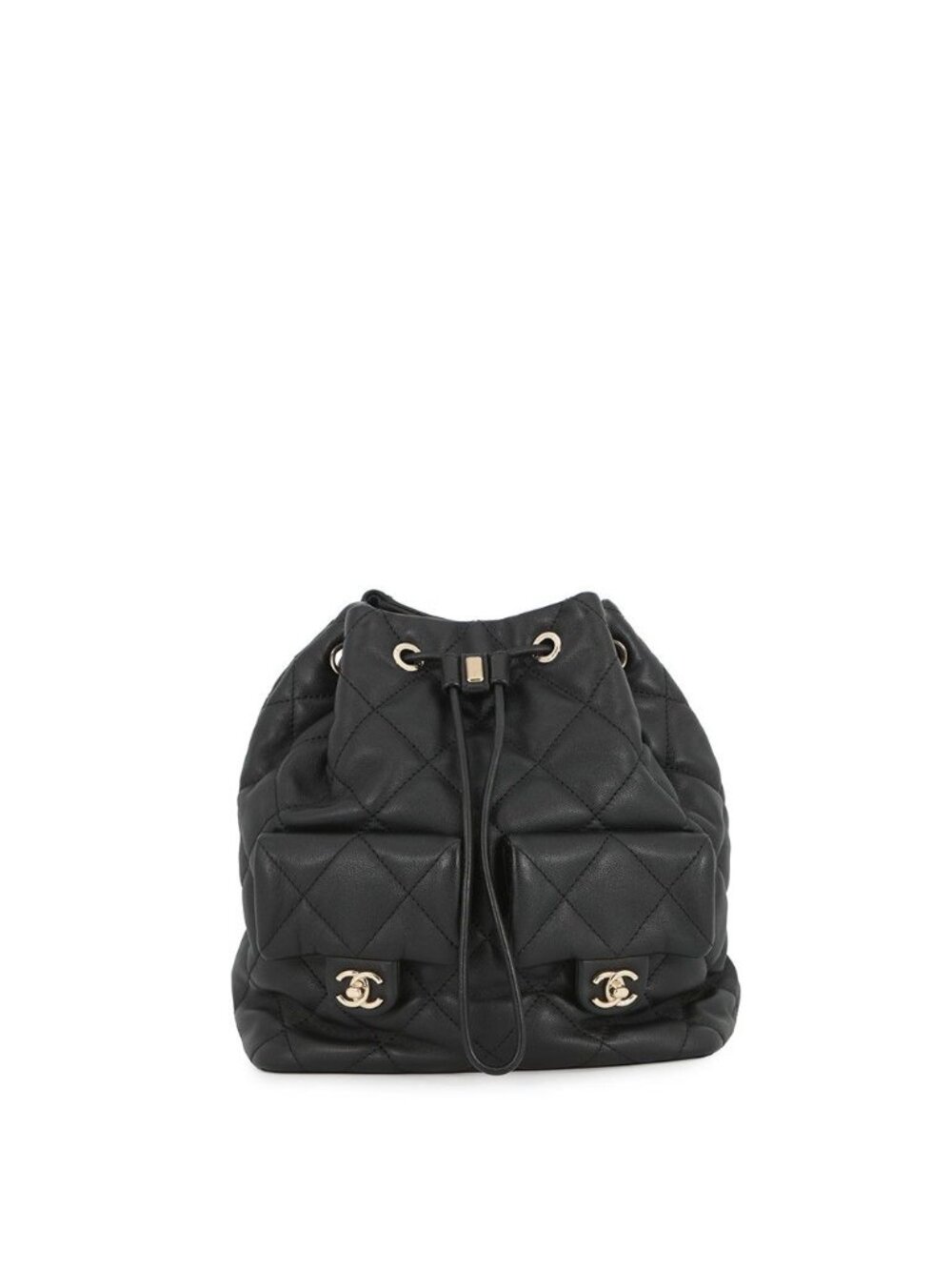 Chanel CC Logo Quilted Backpack Calf Leather Black
